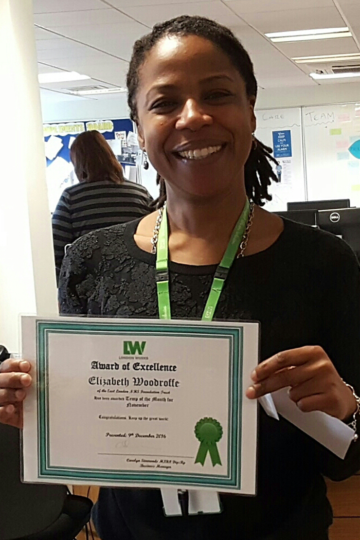 Image for Elizabeth (Liz) Woodroffe is awarded Temp of the Month for November 2016